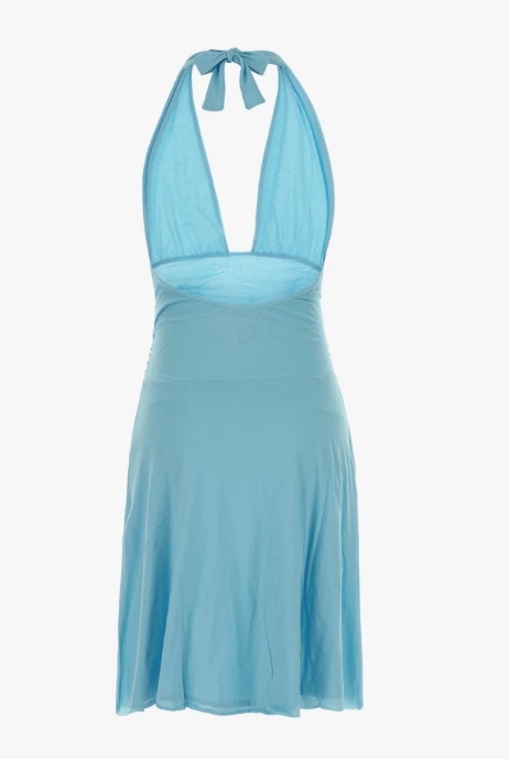 Gimaguas Mini Dress With Flared Skirt And Halter Neck In Blue