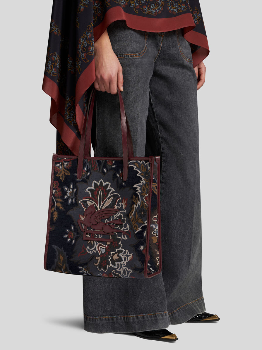Etro Medium Love Trotter Jacquard Tote Bag In Black