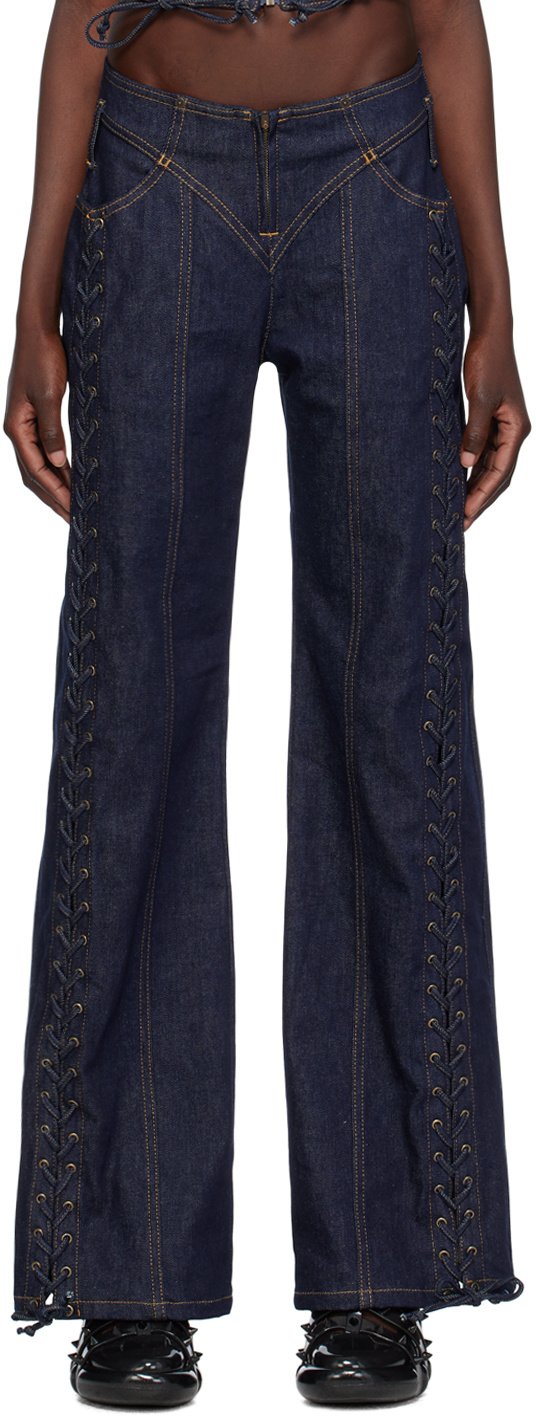 Jean Paul Gaultier Lace-up Low-waist Jeans