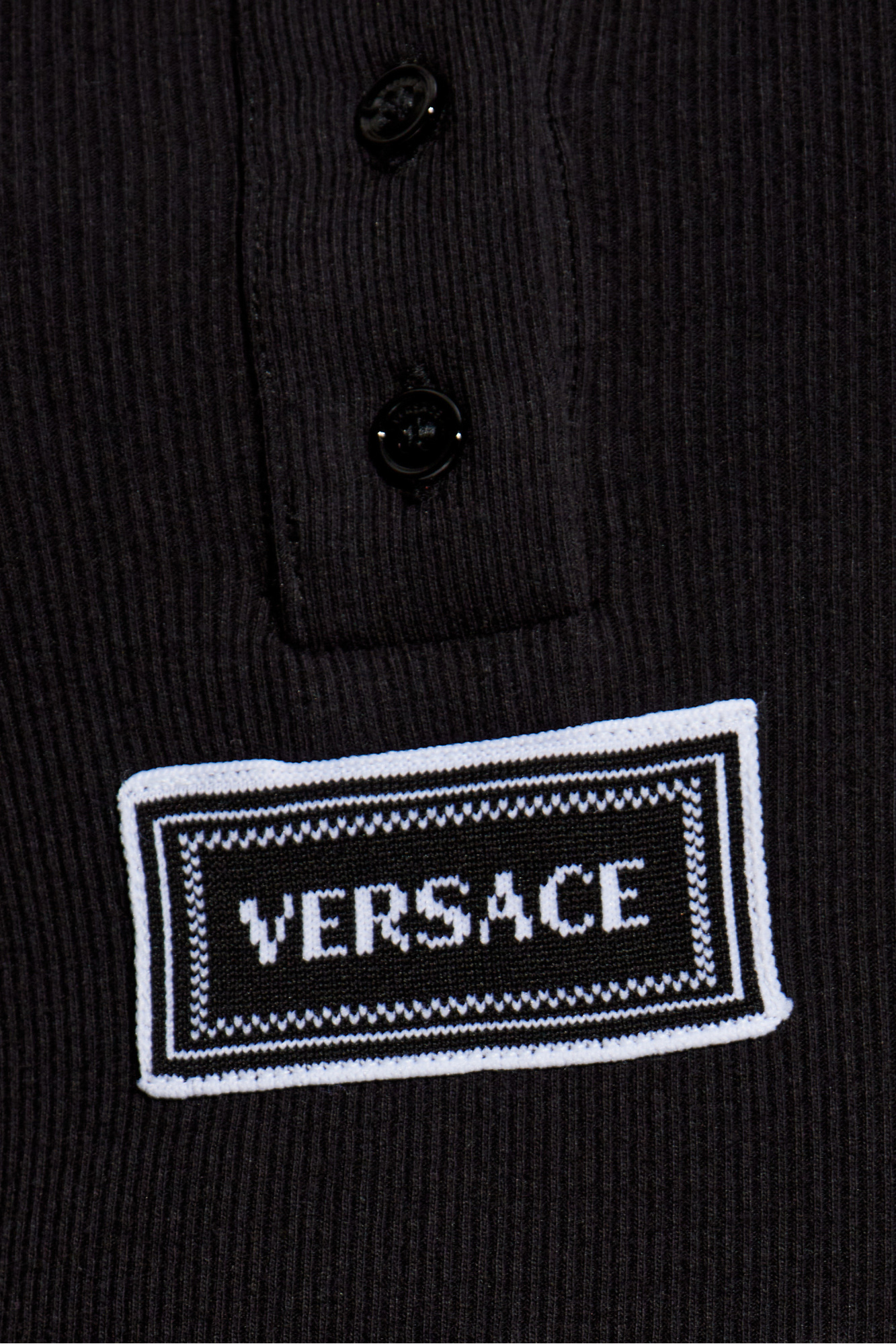 Versace Ribbed Lingerie T-short In Black