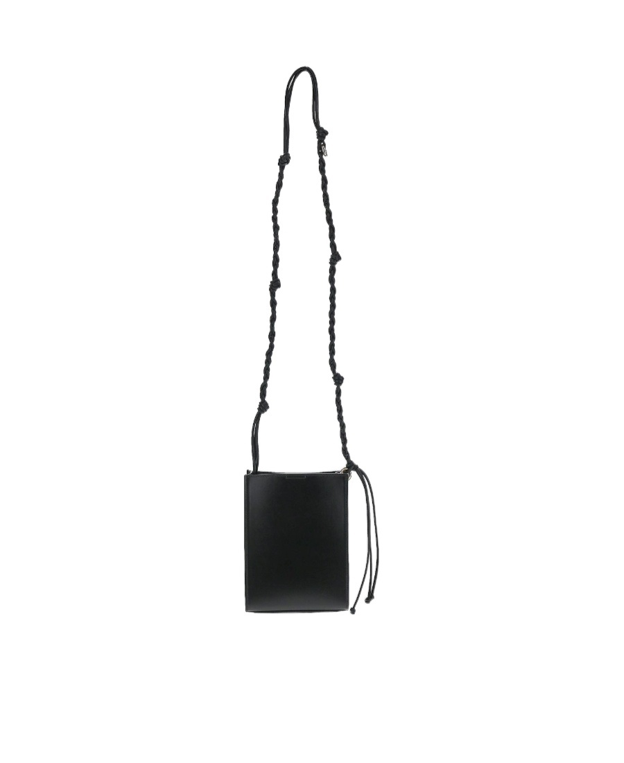 Jil Sander Tangle Ring Crossbody Bag In Black Leather In Black