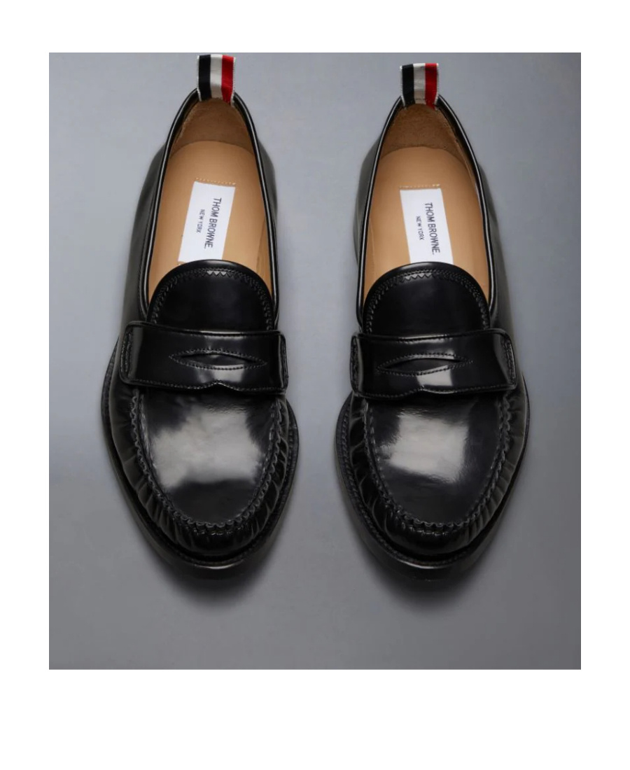 Thom Browne Varsity Patent-leather Penny Loafers In Black