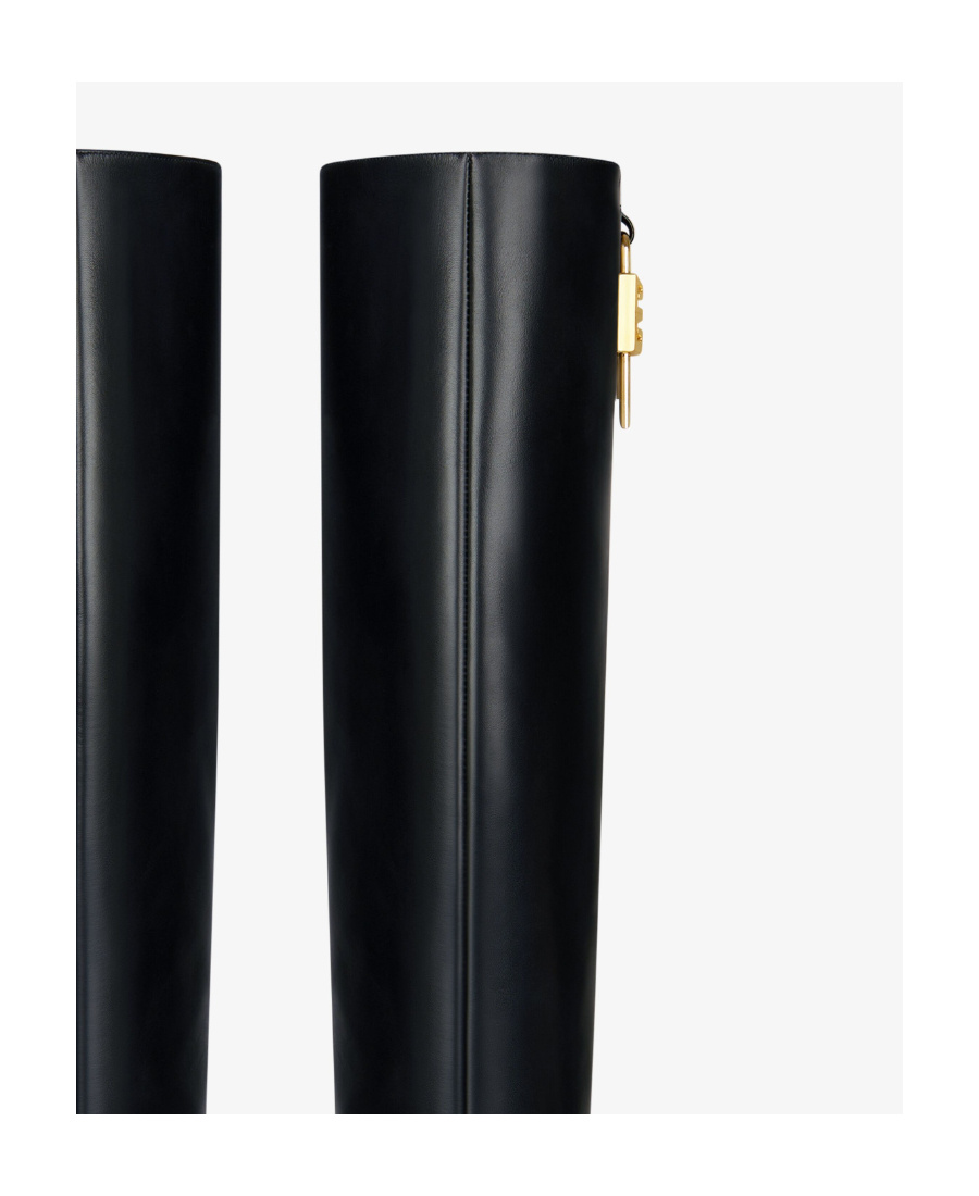 Givenchy G-lock Leather Wedge Knee-high Boots In Black