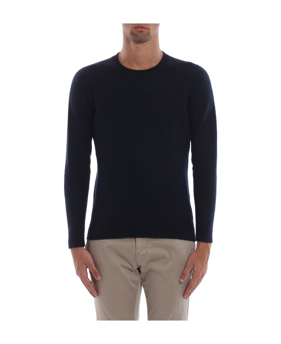 Drumohr Crew Neck Ribbed Detail Jumper In Black