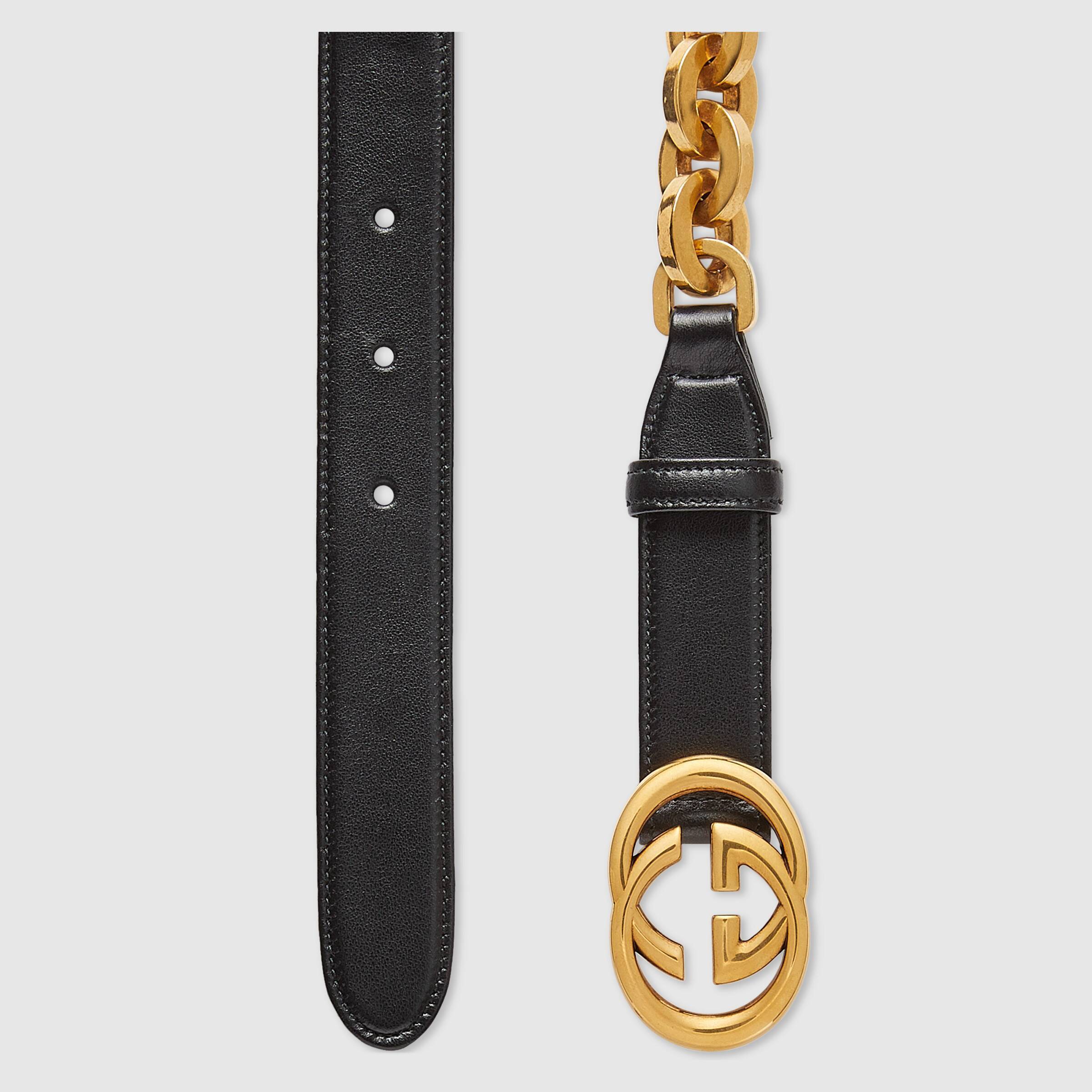 Gucci Interlocking G Chain Belt In Black