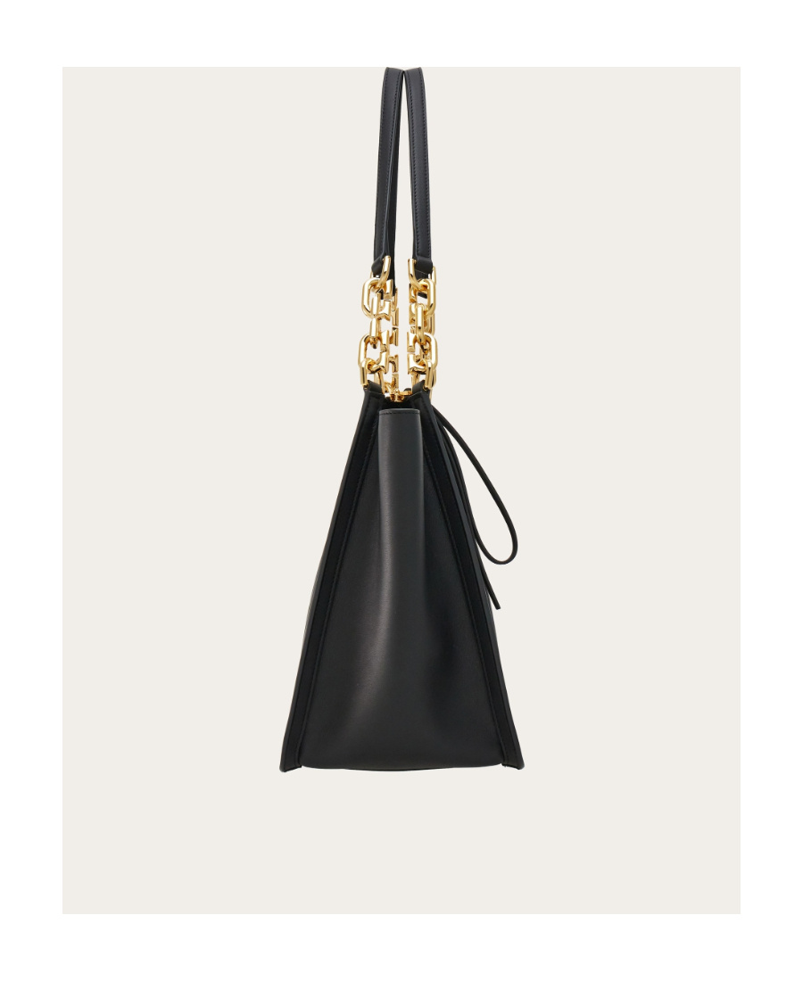 Ferragamo Panelled-design Leather Tote Bag In Black
