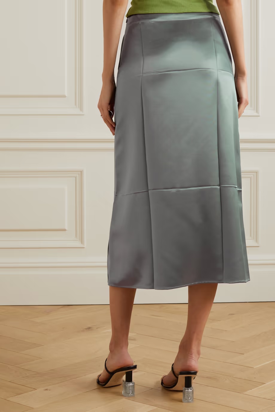 Loewe Slip Midi Skirt In Satin In Gray