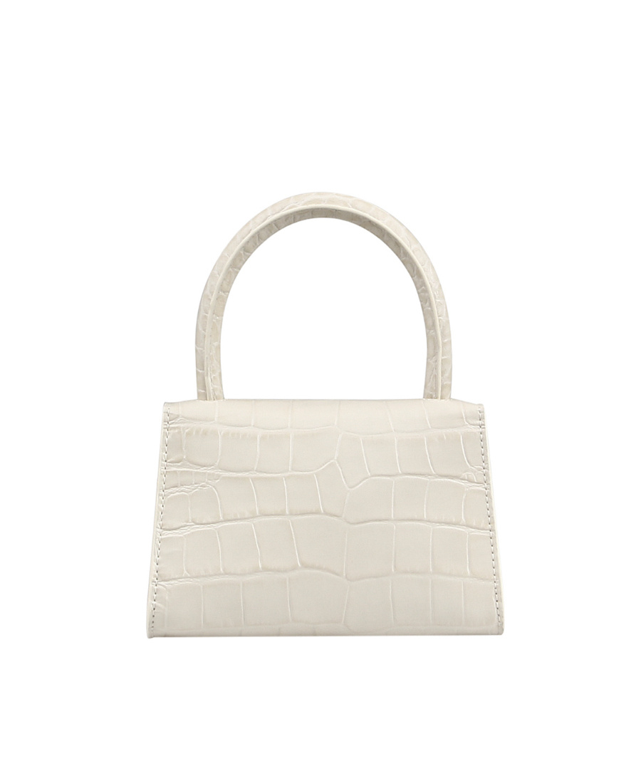 By Far Mini Alligator Embossed Handbag In White