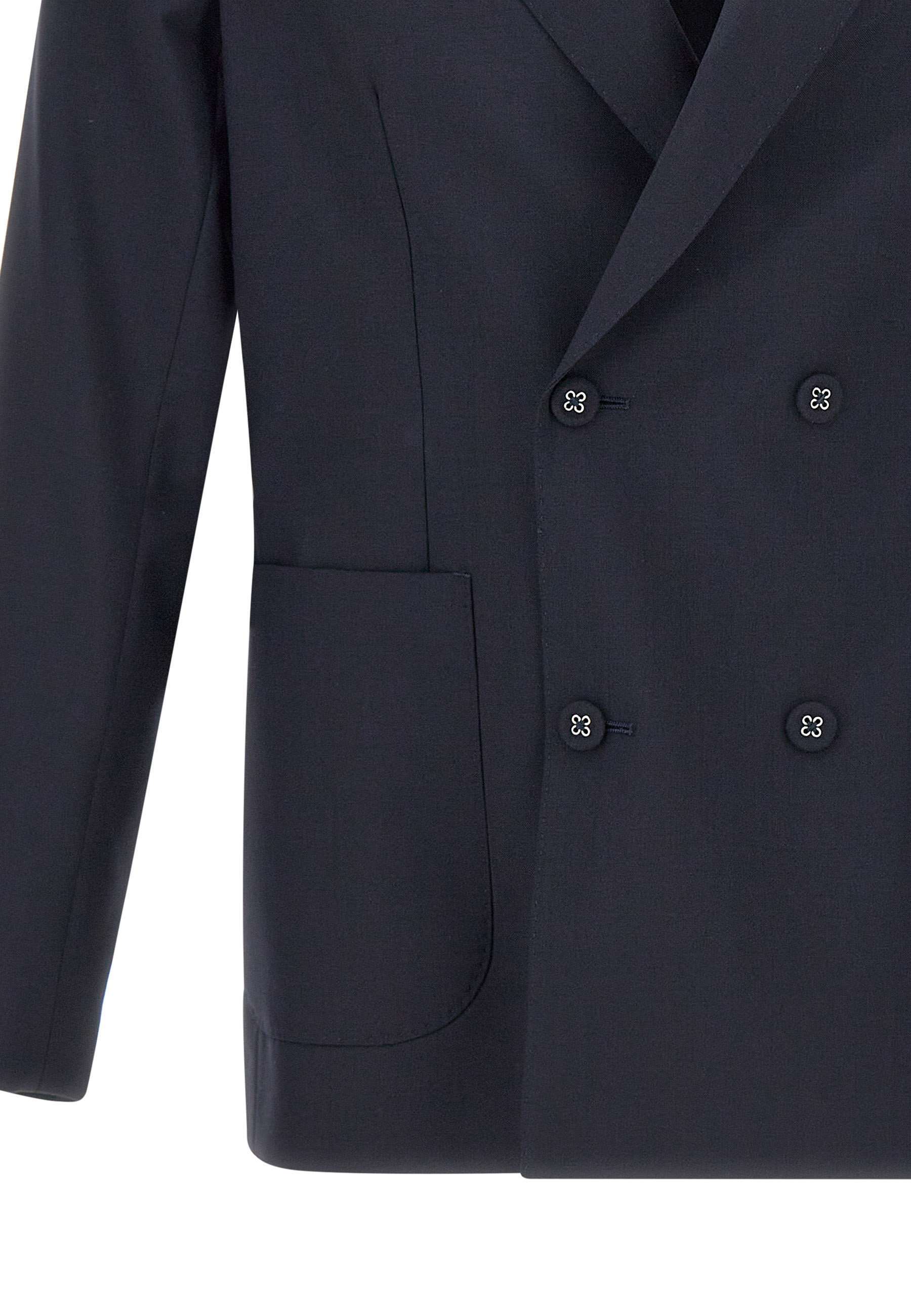 Officine Generale Double Breasted Four Buttons Jacket In Dark Navy