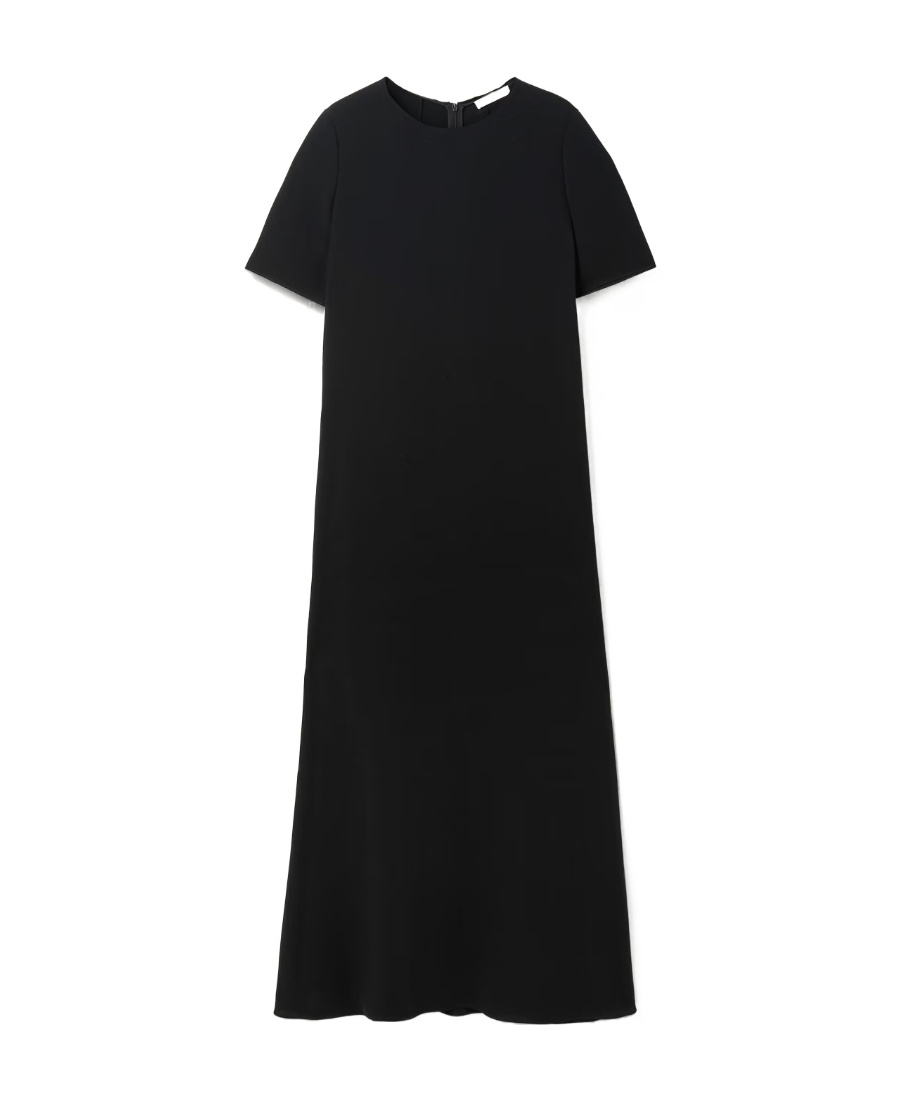 Shop The Row Short-sleeve Maxi Silk Dress In Black