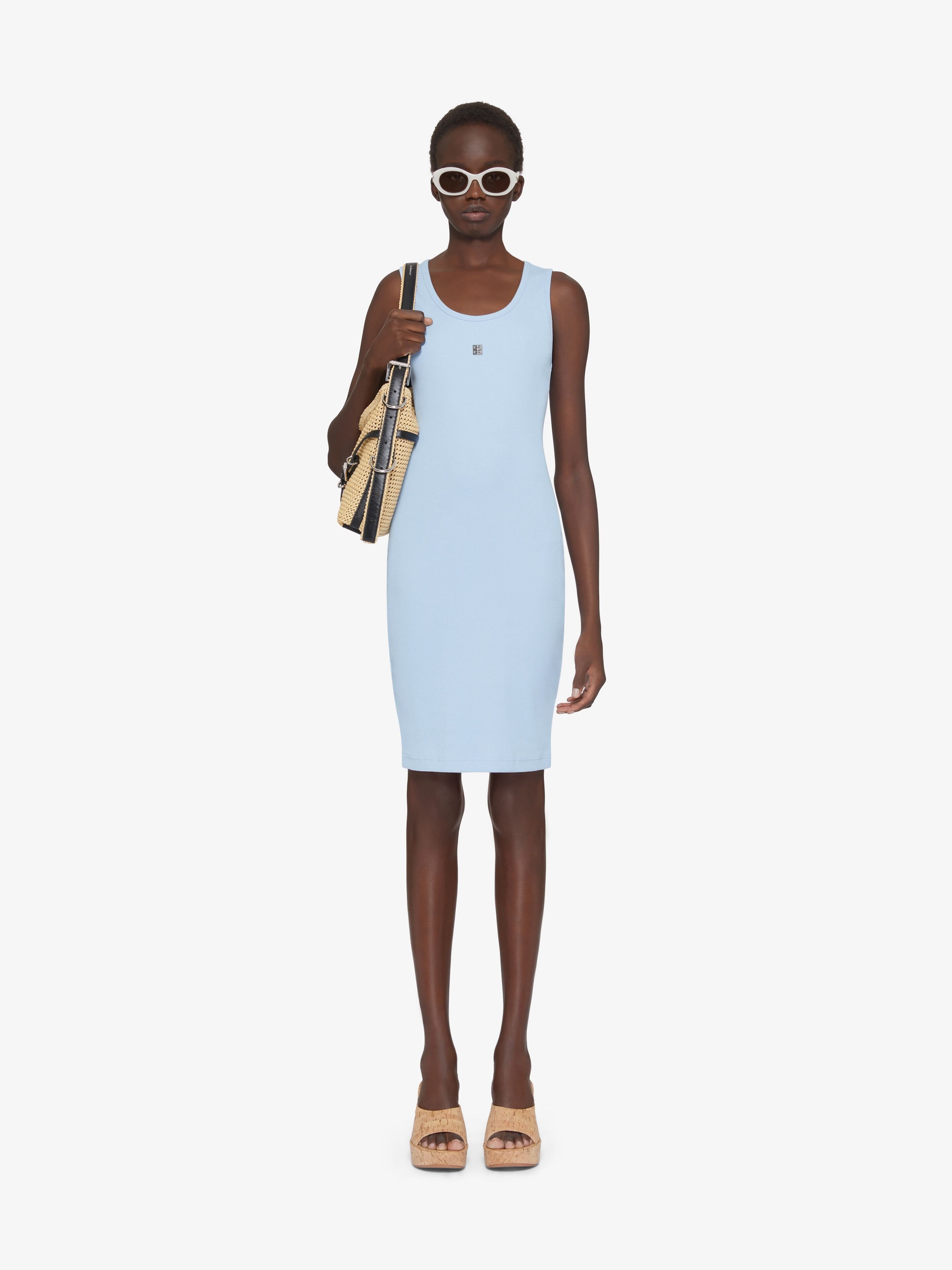 Givenchy 4g Rib Tank Dress In Sky Blue