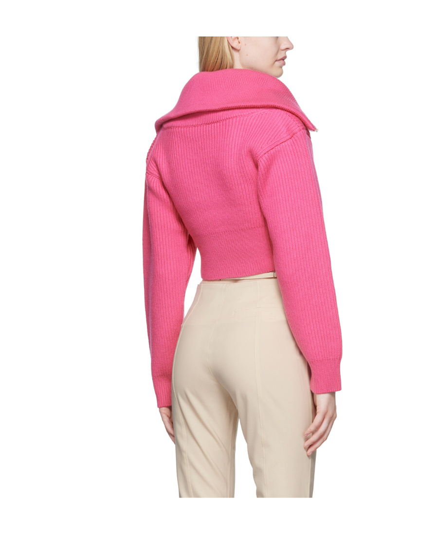 Jacquemus La Maille Risoul Cropped Wool Jumper In Pink