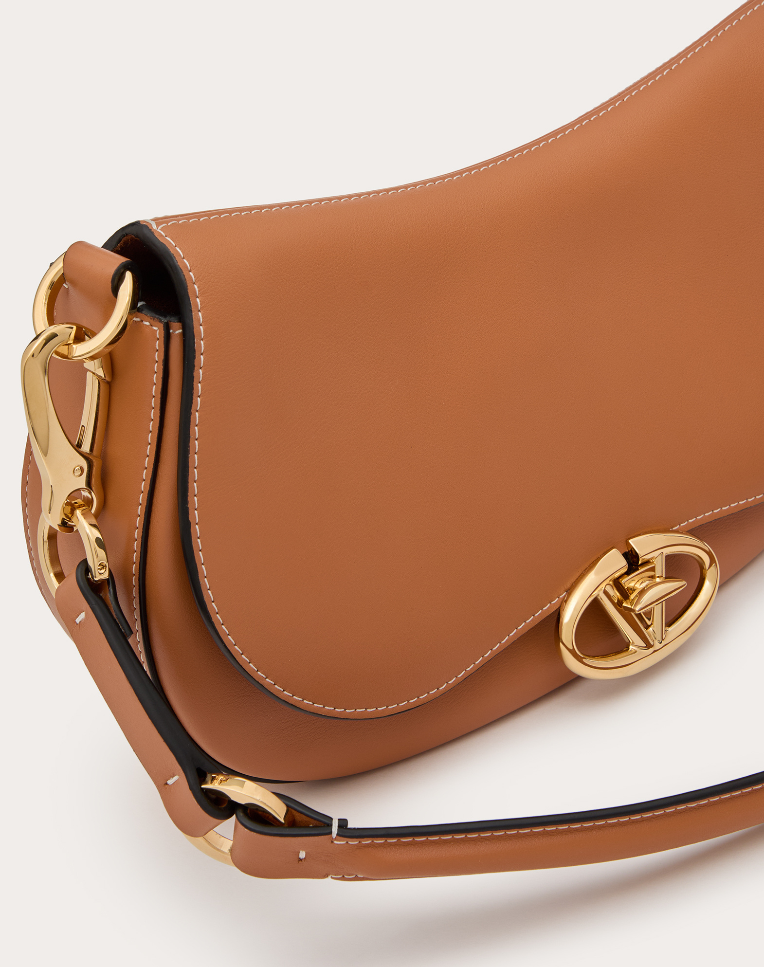 Valentino Small Saddle Handbag With Adjustable Strap And Gold-tone Hardware In Brown