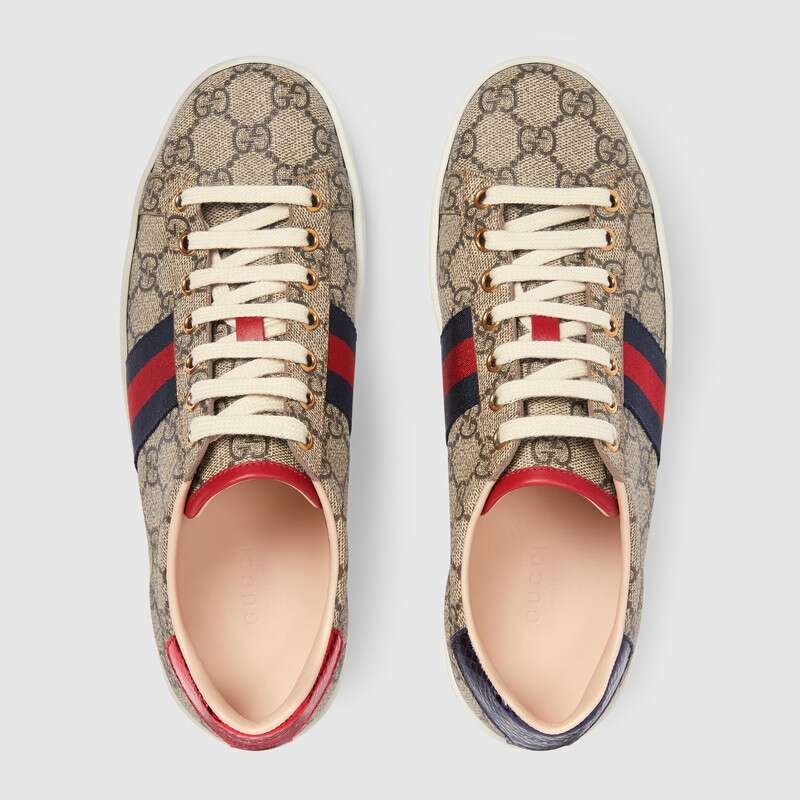 Shop Gucci Ace Gg Supreme Sneakers In Nude