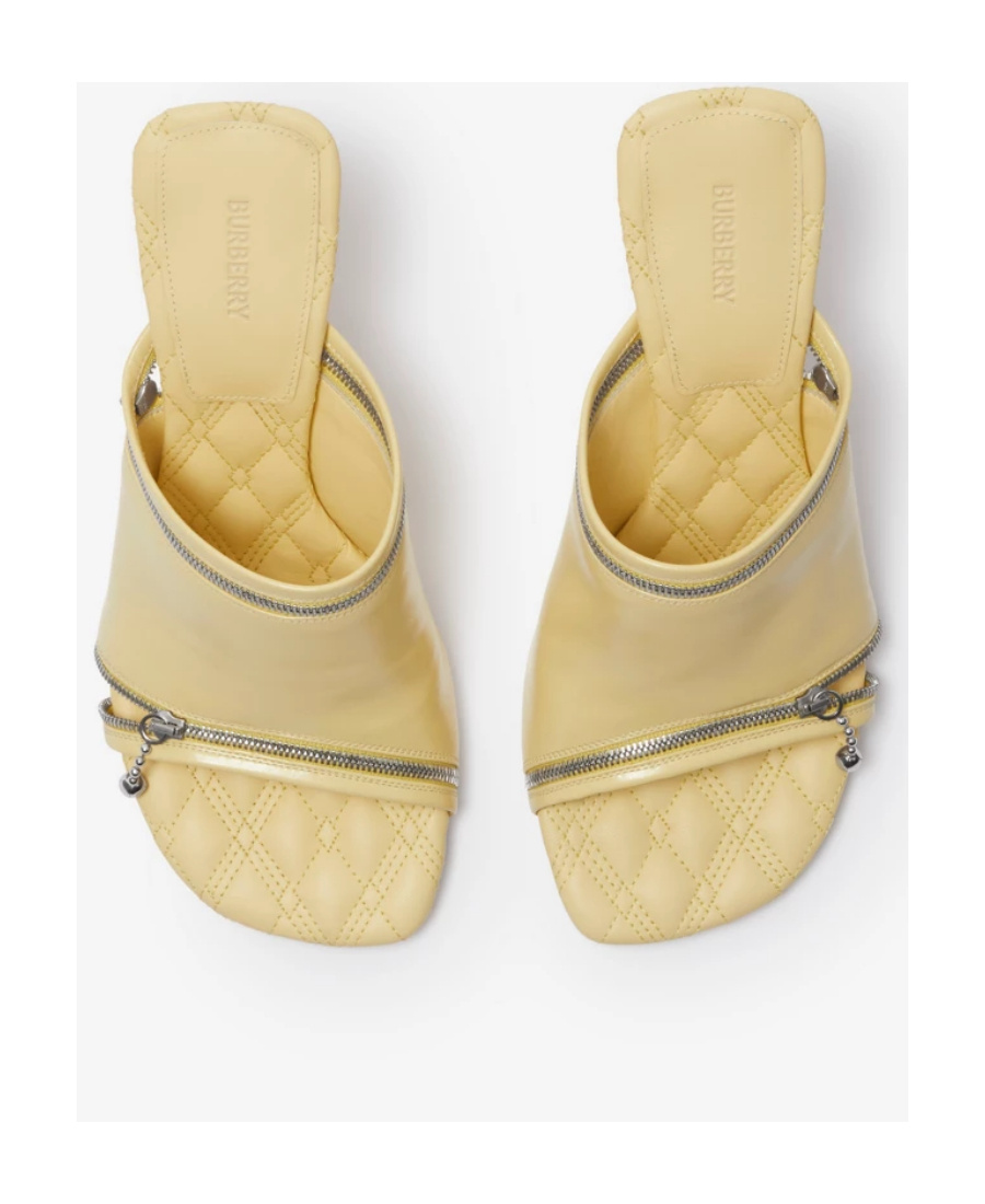 Burberry 85mm Decorative-zip Leather Sandals In Nude