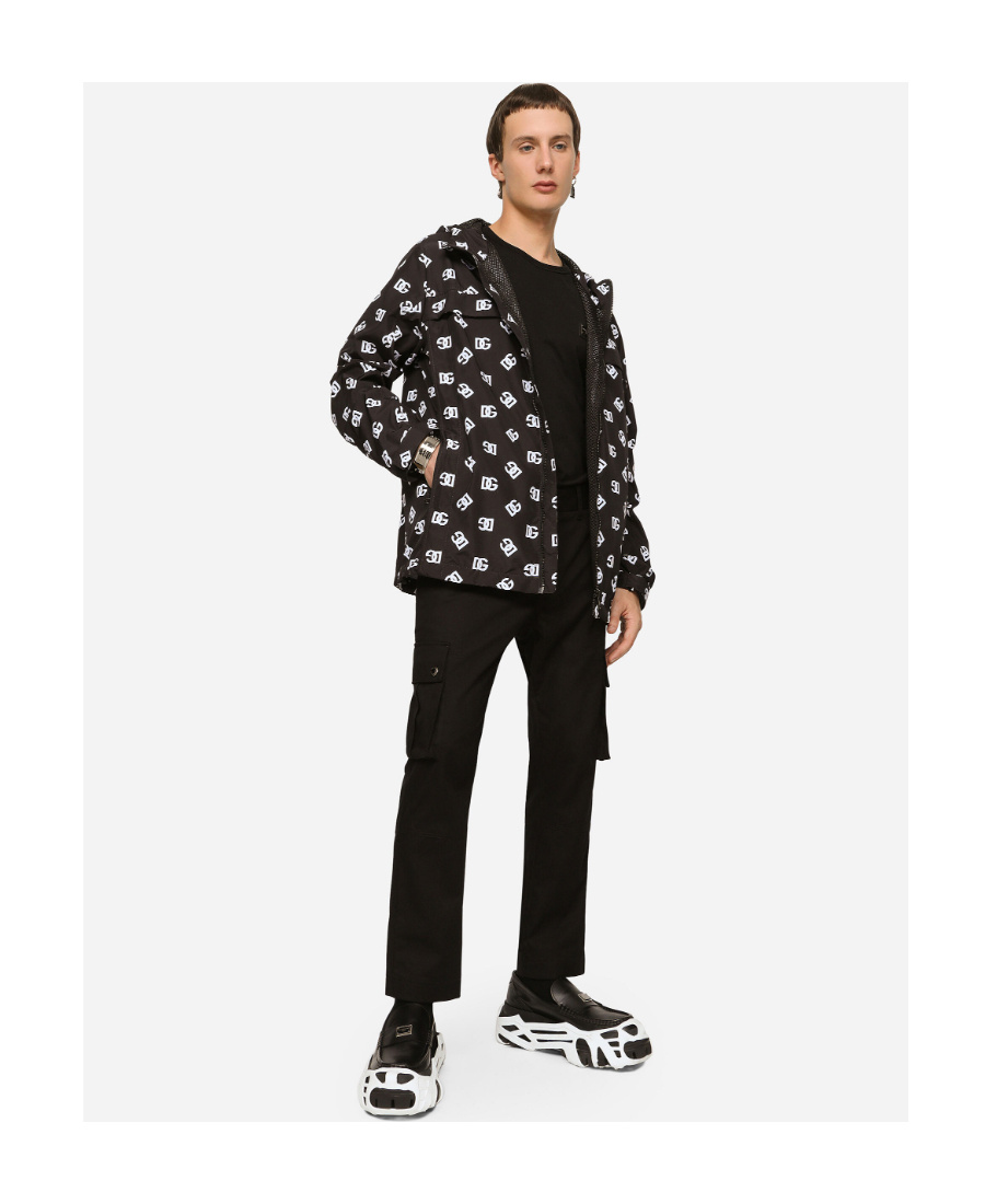 Dolce & Gabbana Monogram-print Zip-up Hoodie In Black