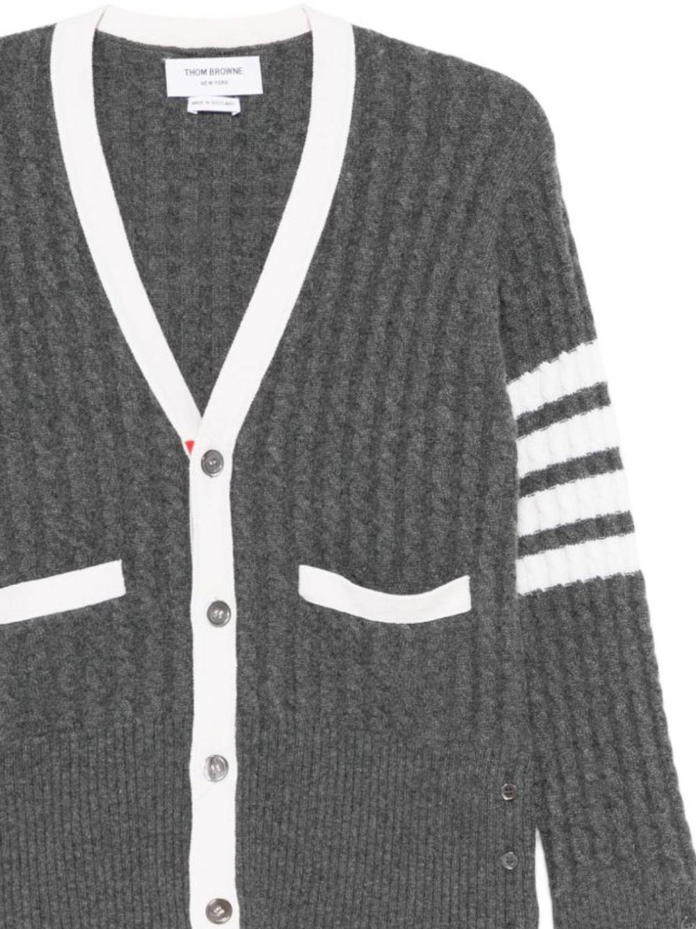 Thom Browne Long-sleeved Knitted Cardigan In Gray