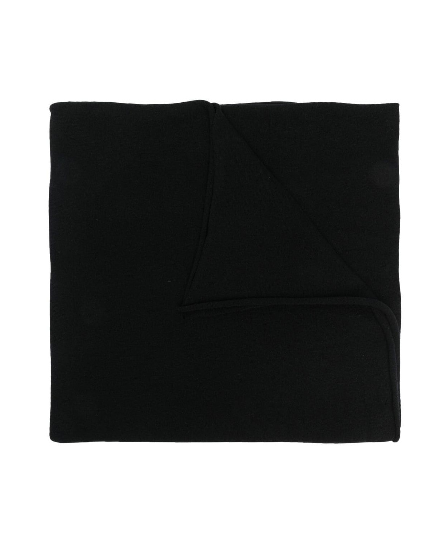Jil Sander Cashmere Logo-patch Scarf In Black