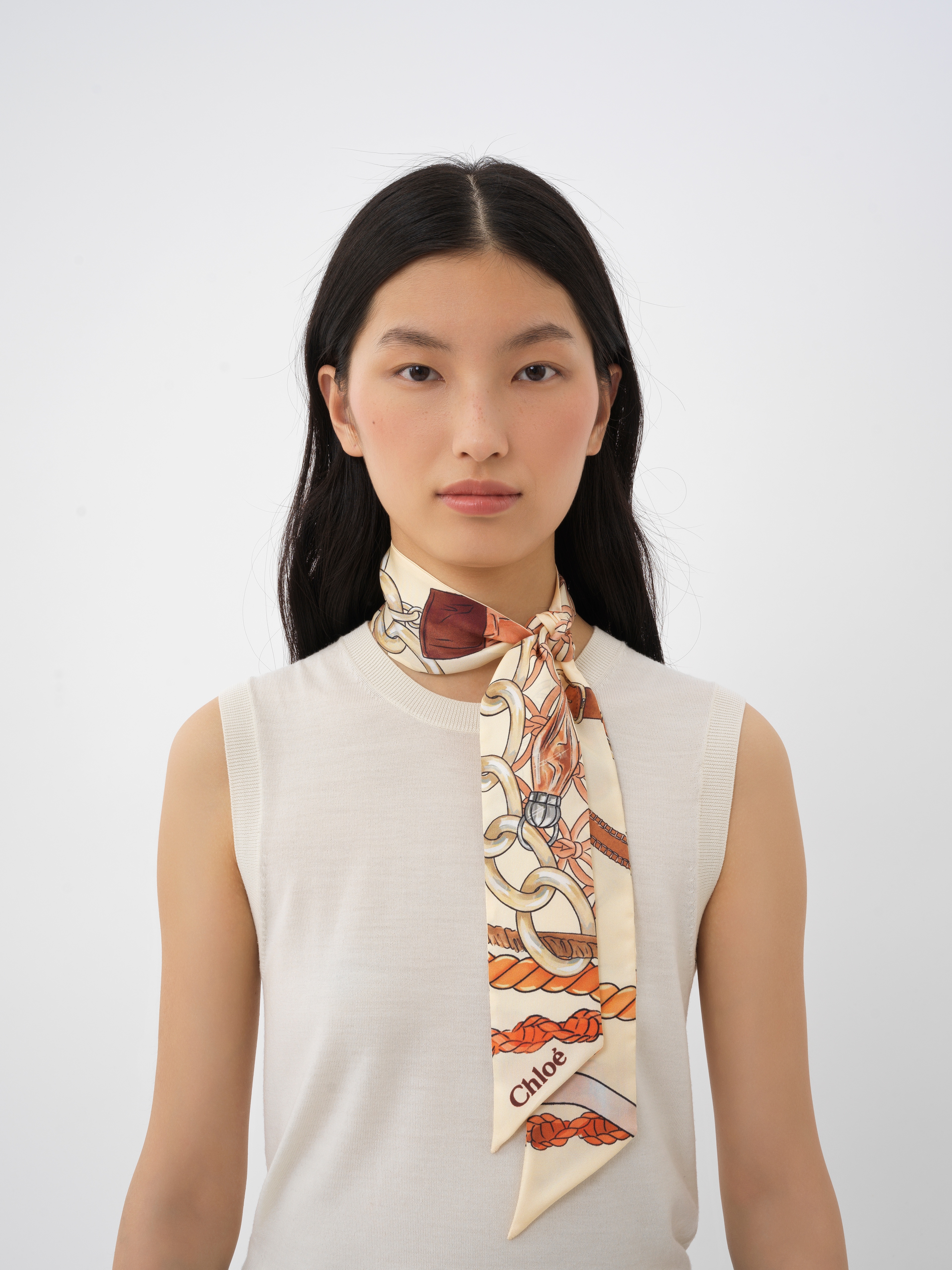 Chloé Pattern Printed Scarf In Nude