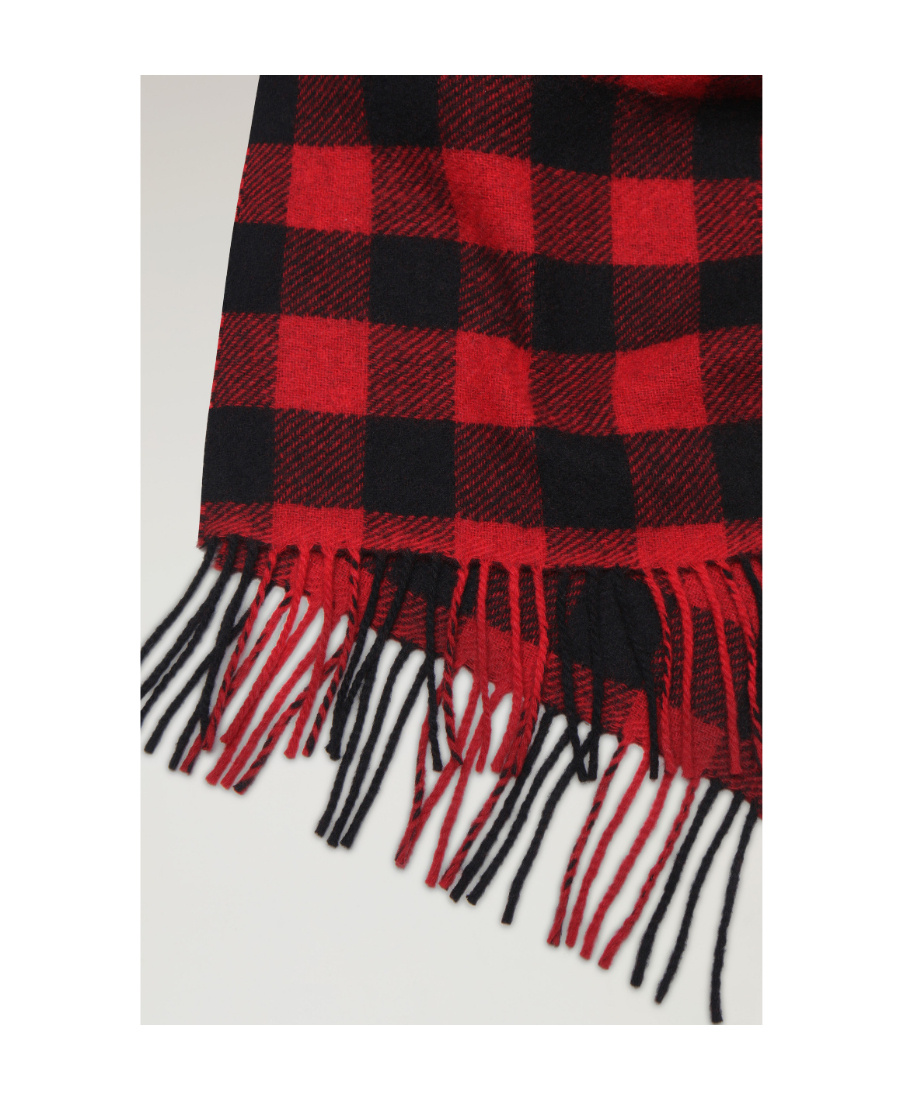 Woolrich Check-pattern Fringed-edge Scarf In Black