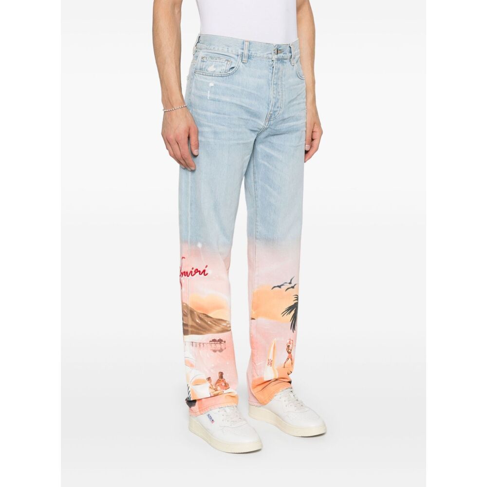 Amiri Logo-embroidered Jeans In Multicolor