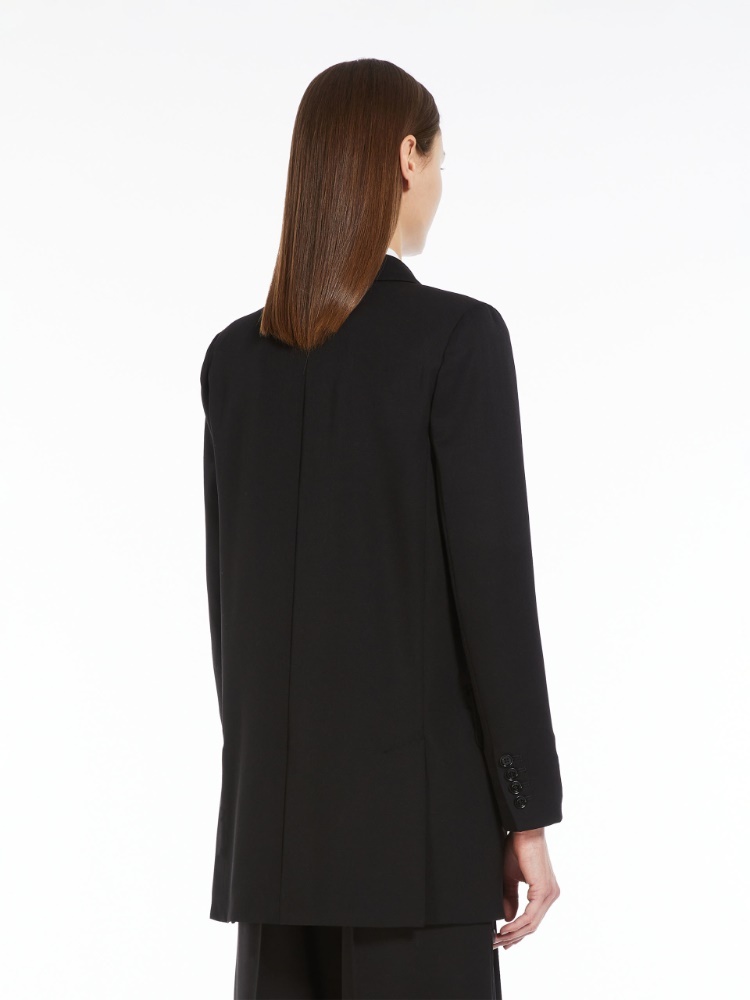 Max Mara Double-breasted Wool Suit Jacket In Black
