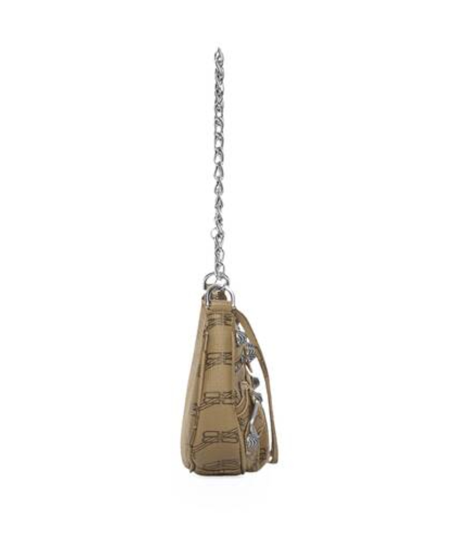 Balenciaga Green Leather Shoulder Handbag With Magnetic Closure And Metal Details In Brown
