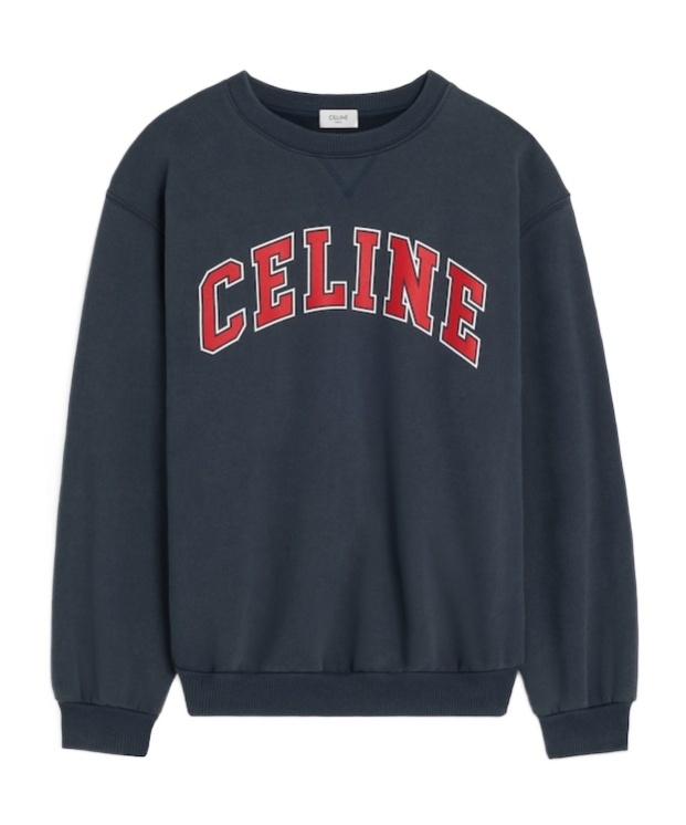 Celine Loose Sweatshirt In Cotton Fleece In Blue
