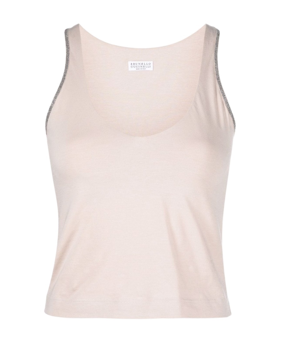 Brunello Cucinelli Monili-trim Tank Top In Pink