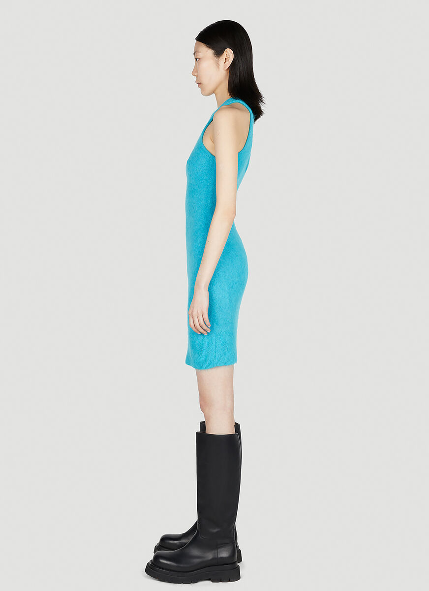 Ganni Alpaca And Wool-blend Minidress In Green