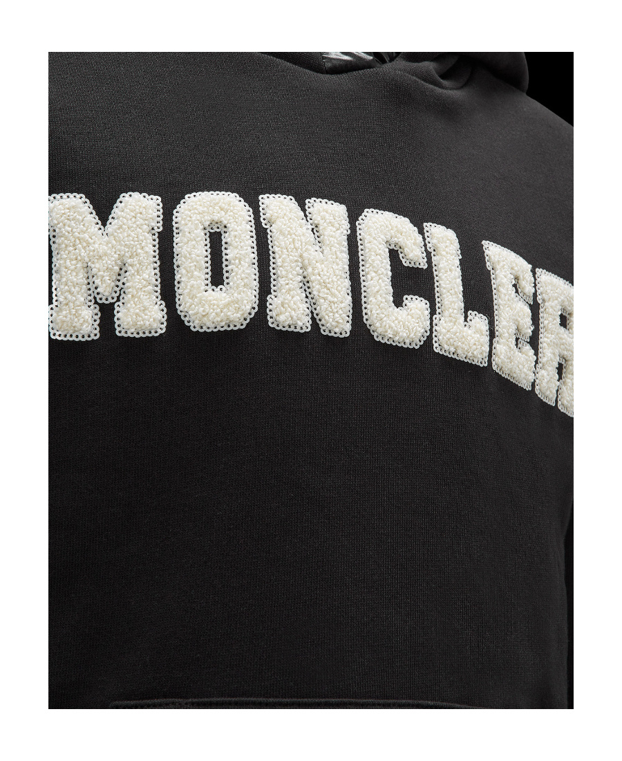 Moncler Hooded Logo Dress In Black
