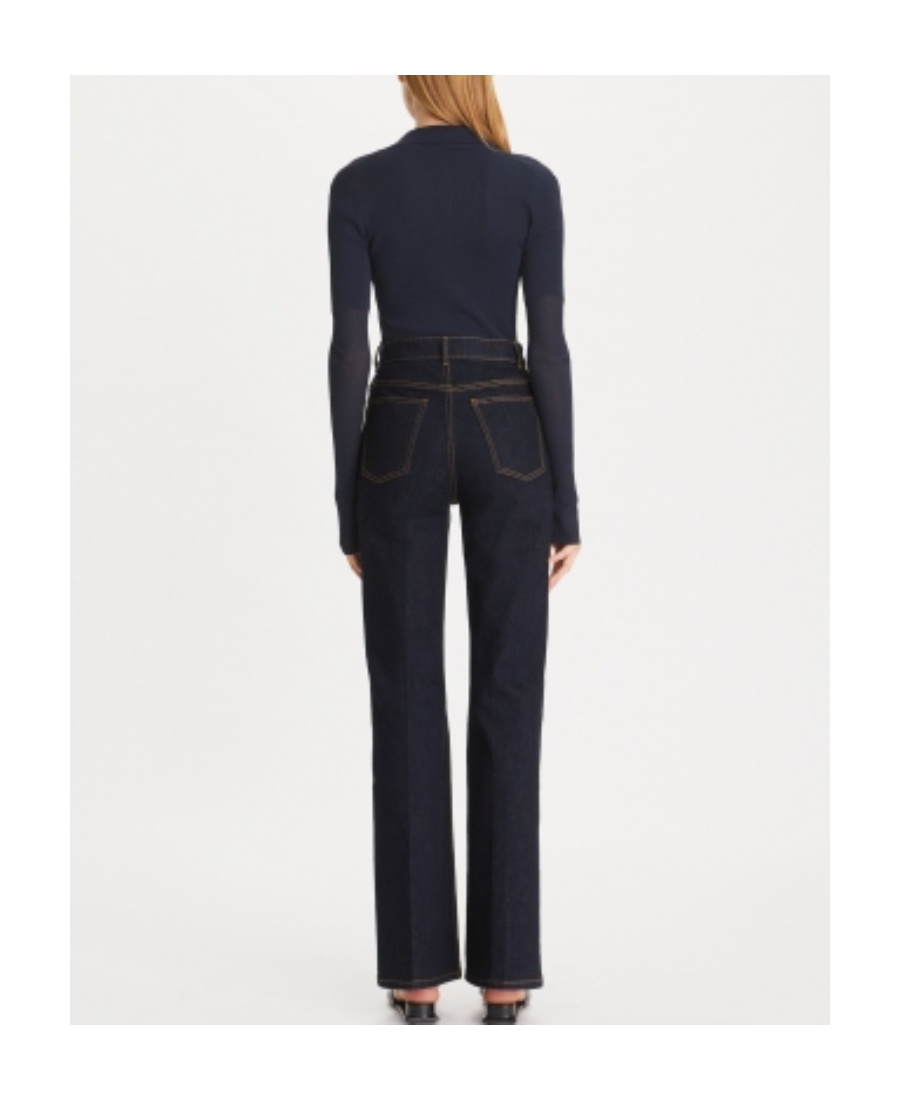 Shop Tory Burch Bootcut Cotton Jeans In Black