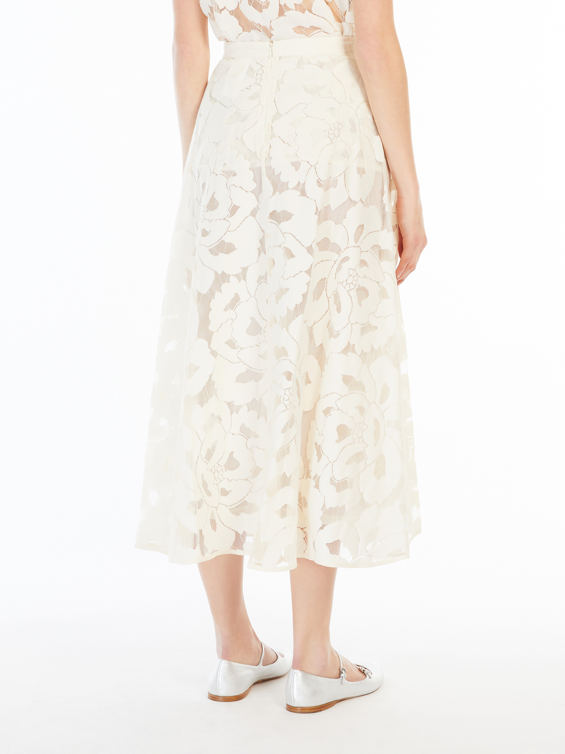Max Mara Zitto Skirt In Floral Lace In White