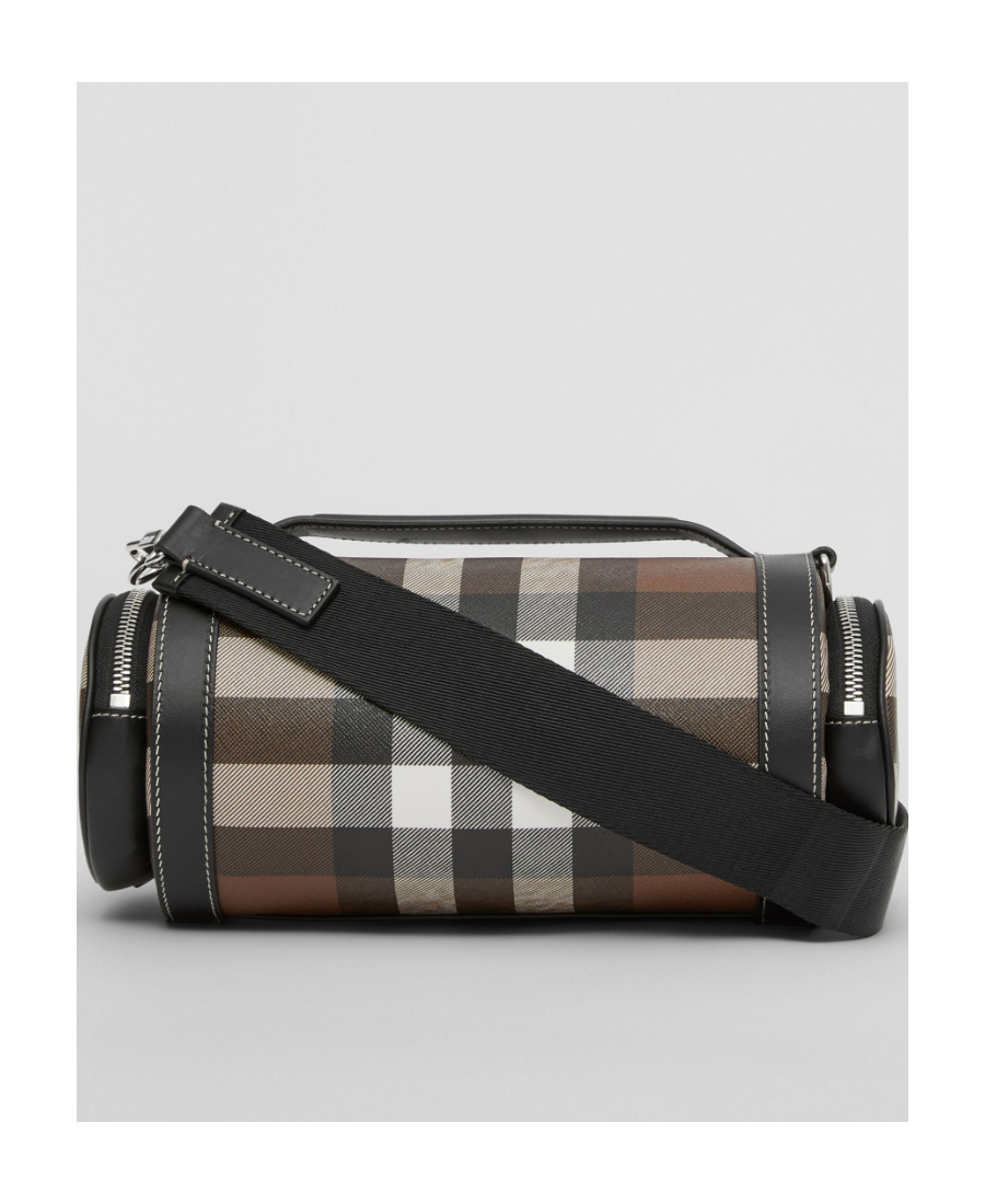 Burberry Exaggerated Check-print Leather Messenger Bag In Black