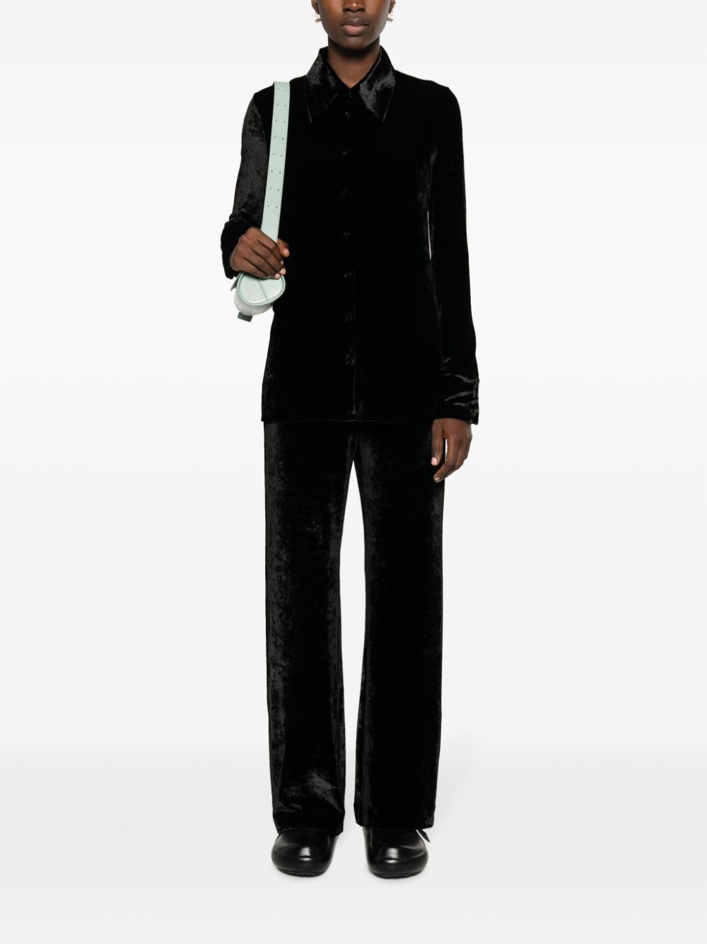 Jil Sander Capsule Velvet Jersey Shirt In Black