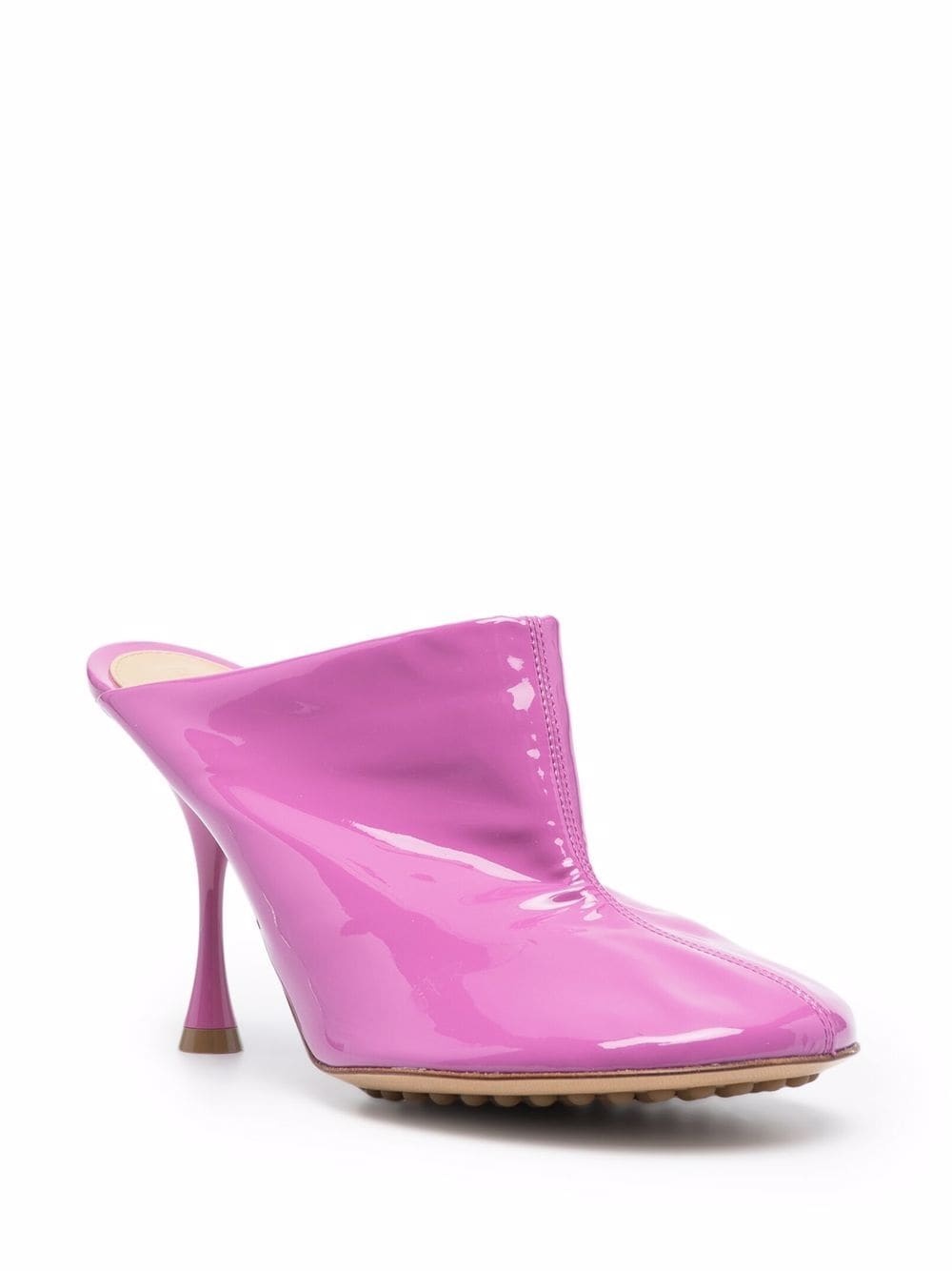 Bottega Veneta 90mm Dot Patent Leather Sock Mules In Pink