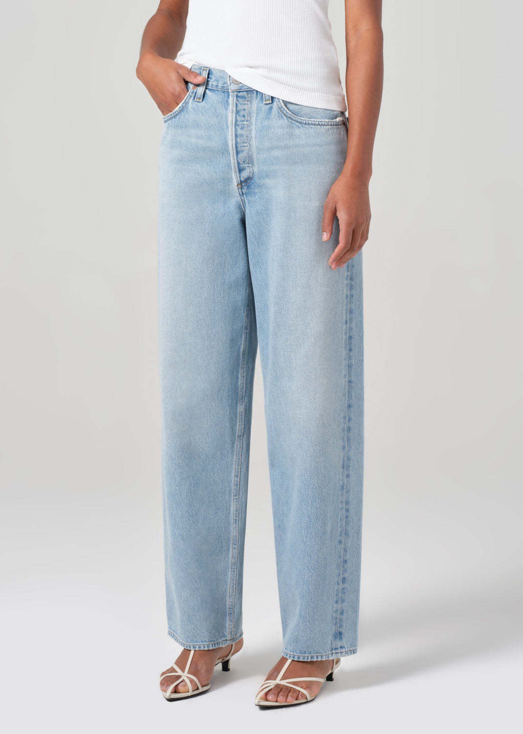Agolde Light Blue Straight Boyfriend Jeans In Denim