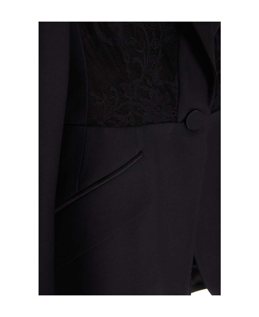 Alexander Mcqueen Mcqueen Double-breasted Blazer With Satin Details In Black