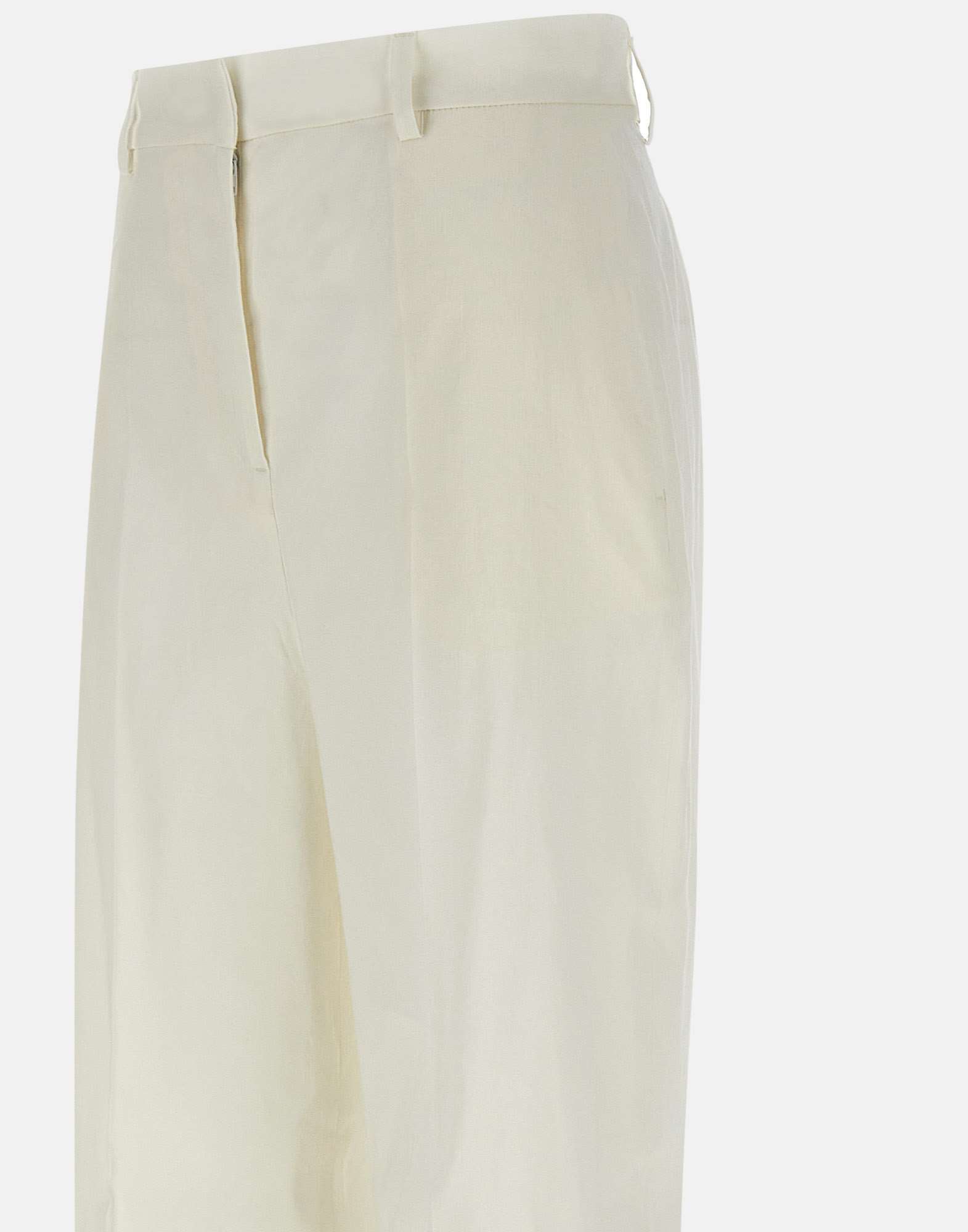 Fabiana Filippi White Linen Viscose Wide Trousers In White
