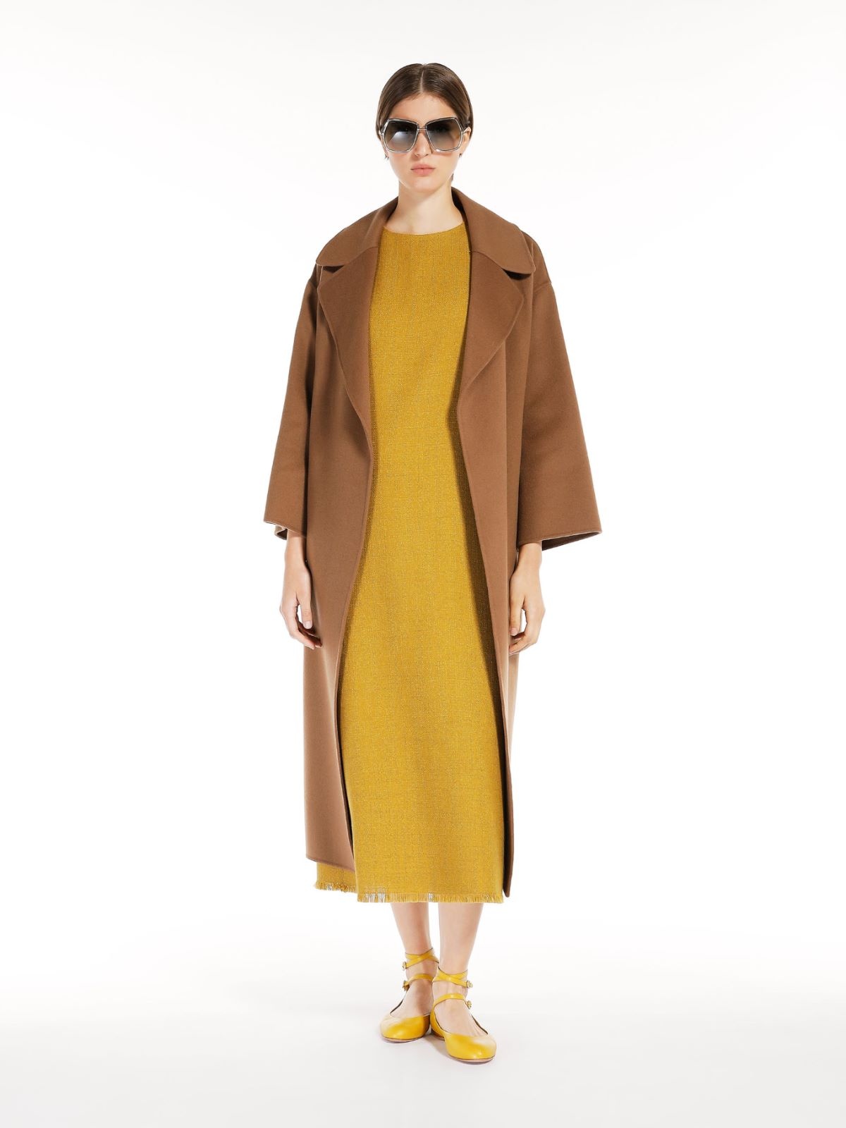 Max Mara Canneti Double Breasted Wool-cachemere Double Drap Long Coat Coats Brown In Brown