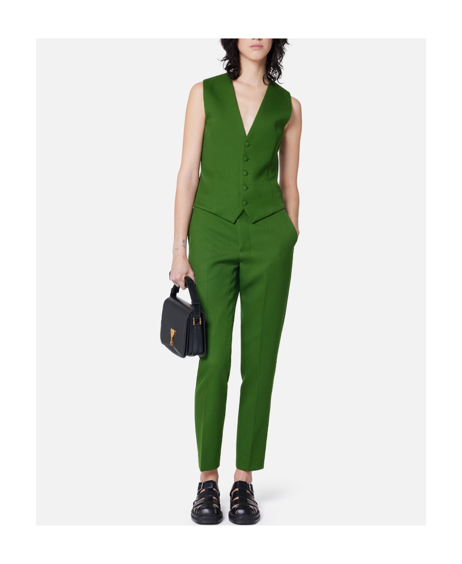 Ami Alexandre Mattiussi Virgin Wool Tapered Trousers In Green