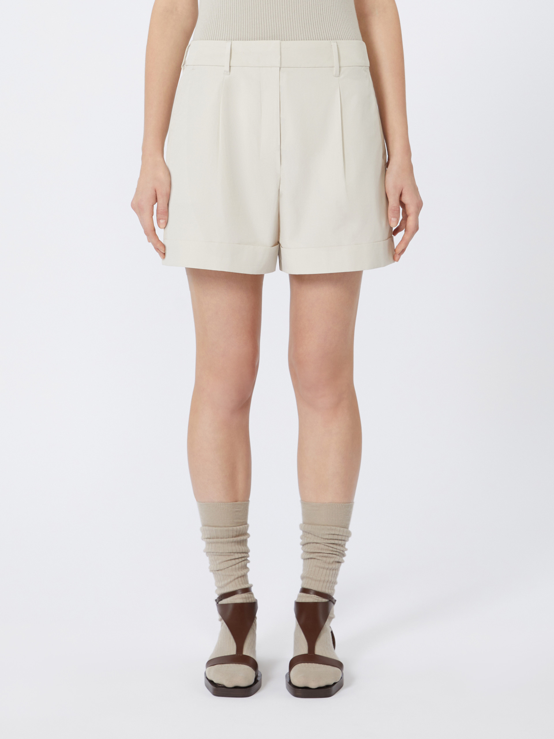 Max Mara Cotton Poplin Shorts In Gray
