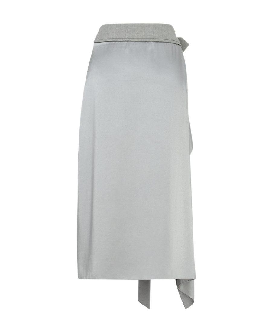 Fendi Satin Draped Midi Skirt In Gray