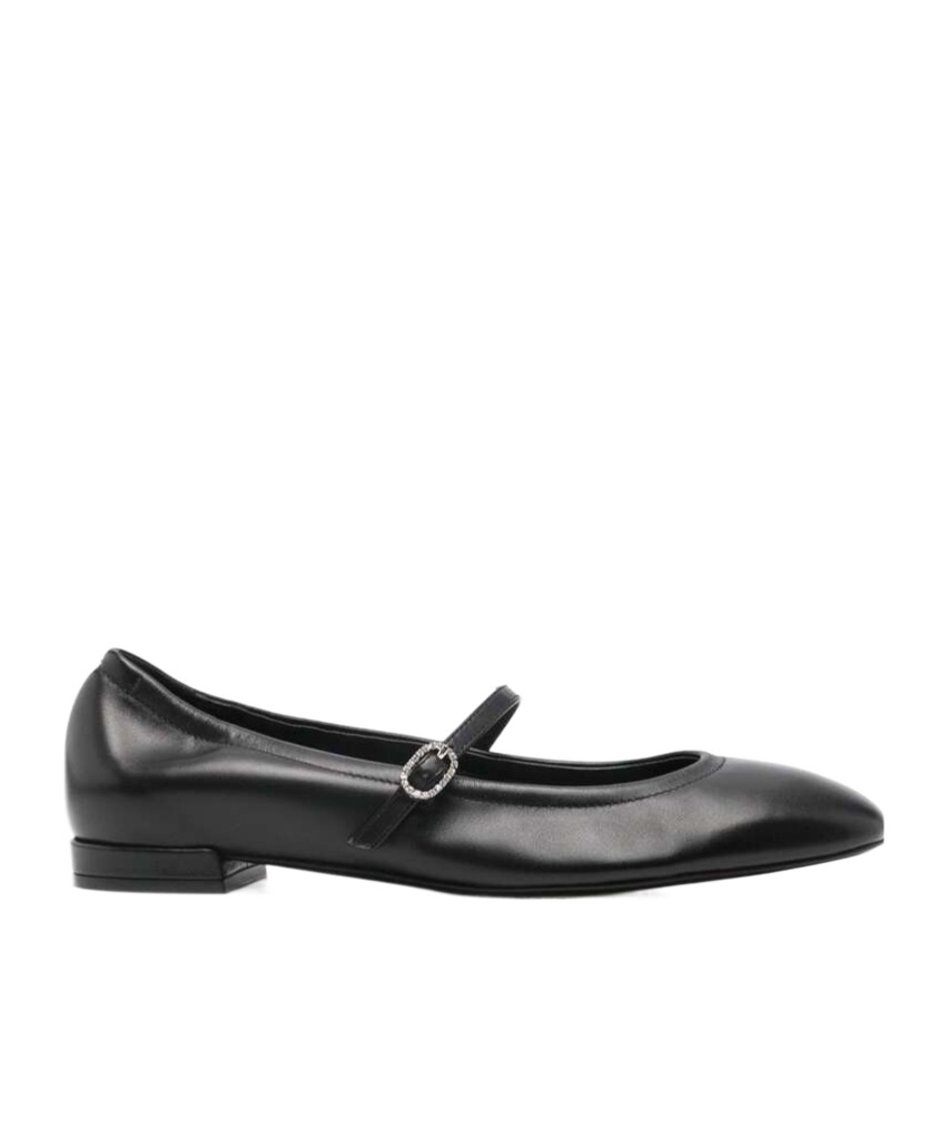 Stuart Weitzman Claris Leather Mary Jane Ballet Flats In Black