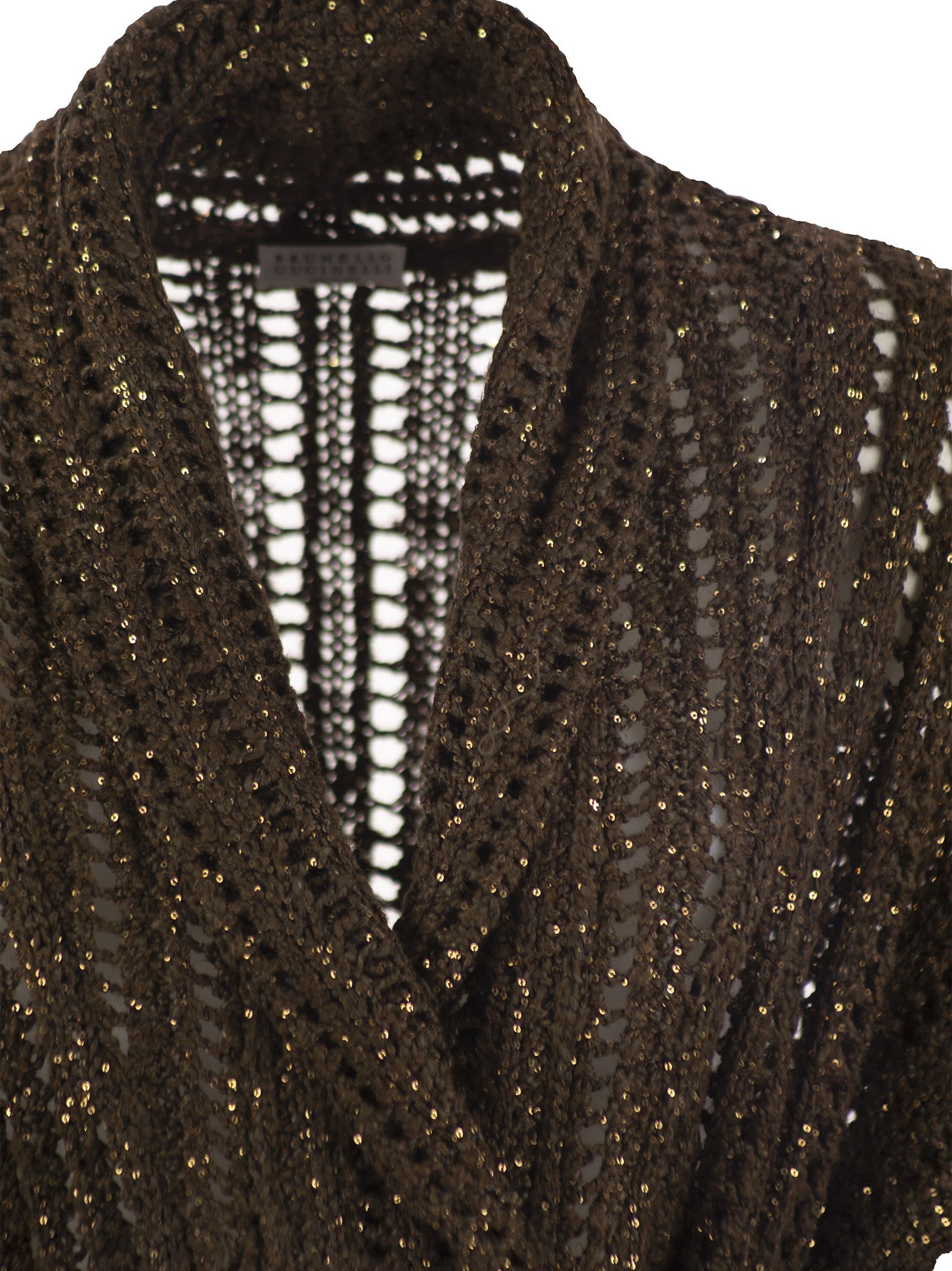 Brunello Cucinelli Women's Dazzling Silk And Linen Perforated Rib Cardigan In Black