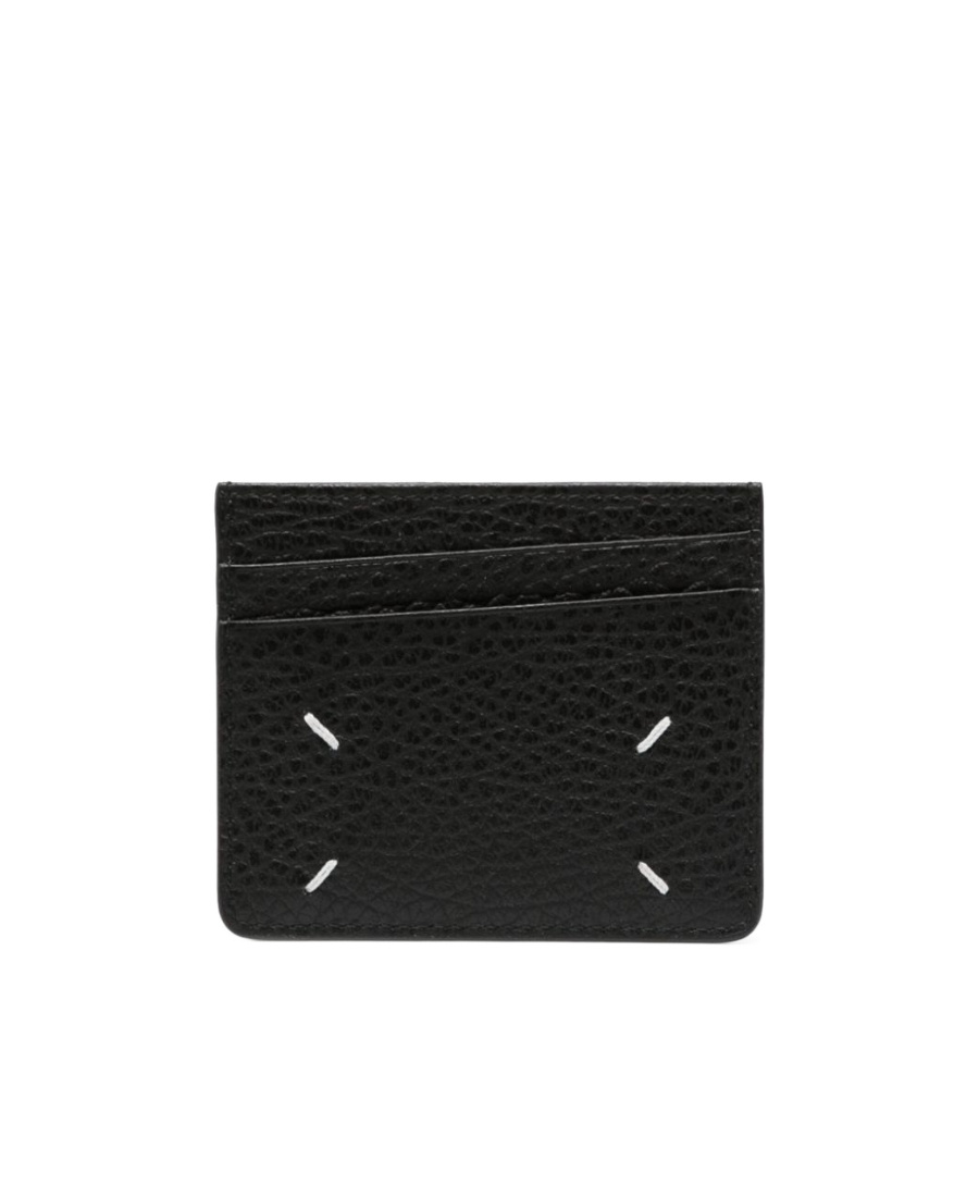 Maison Margiela Four Stitches Leather Credit Card Case In Black