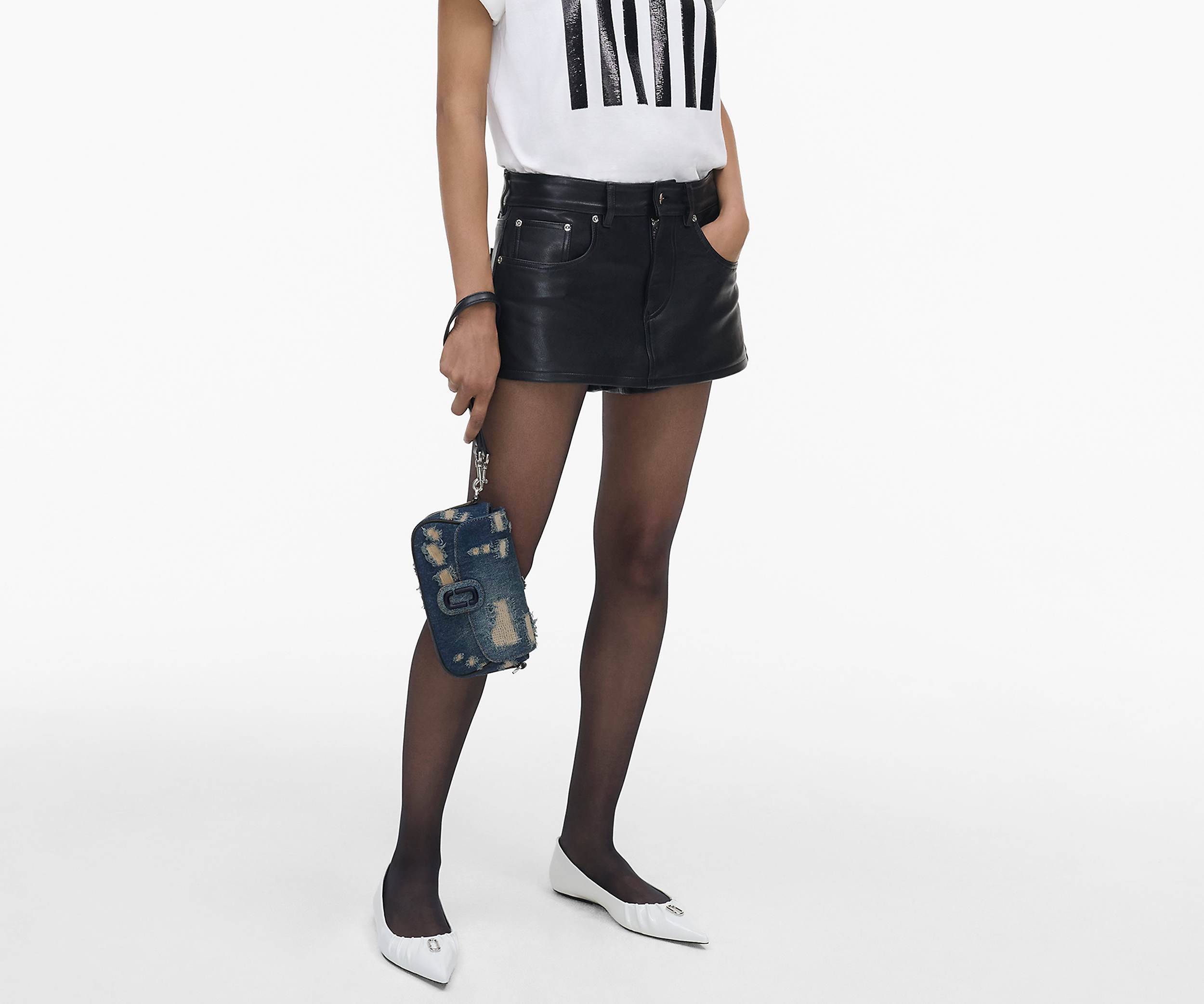 Marc Jacobs The Denim Clover Rip And Repair Shoulder Bag In Multicolor