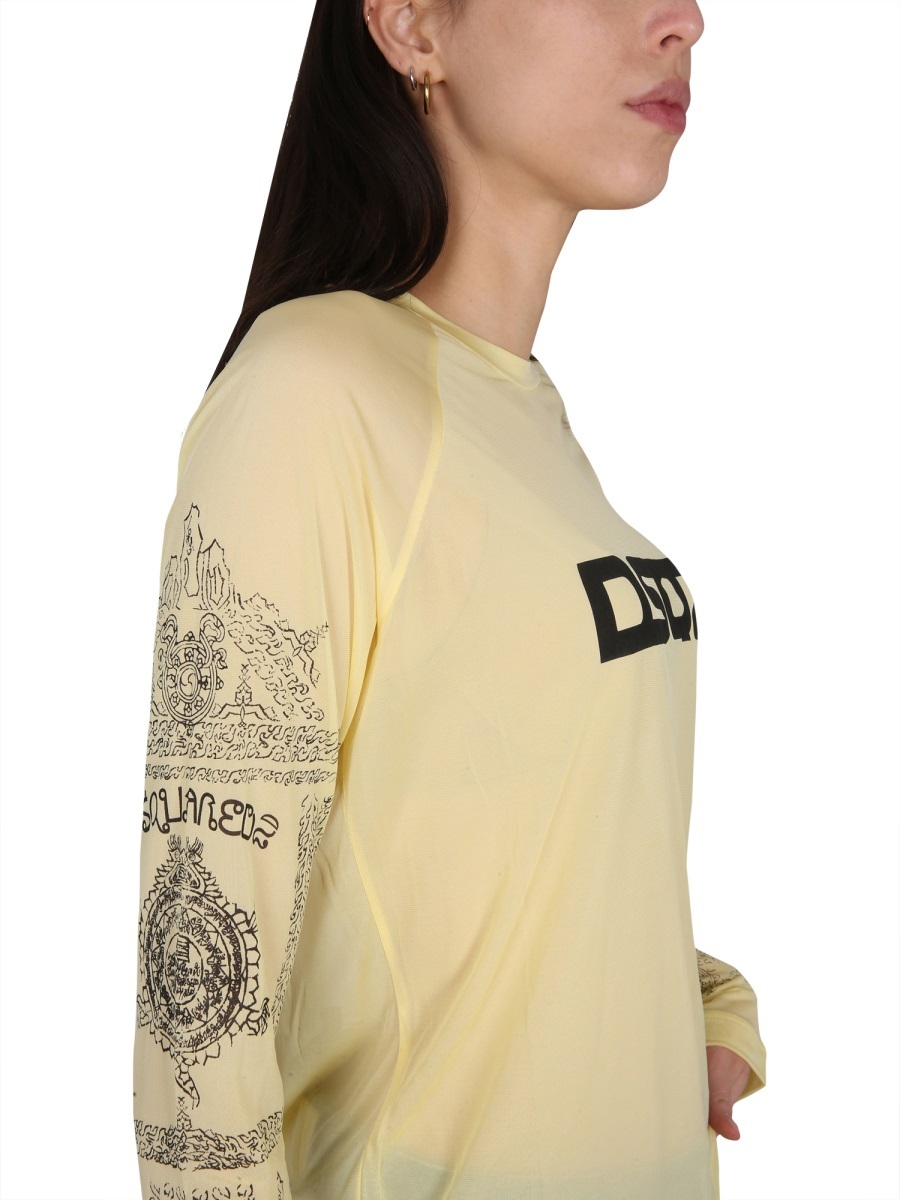 Dsquared2 Logo-printed Long-sleeved Crewneck Top In Nude