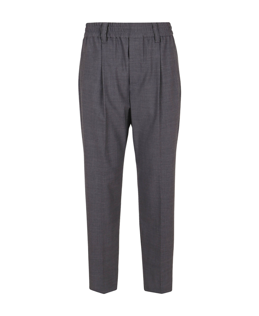 Brunello Cucinelli Elasticated-waist Tailored Trousers In Grey