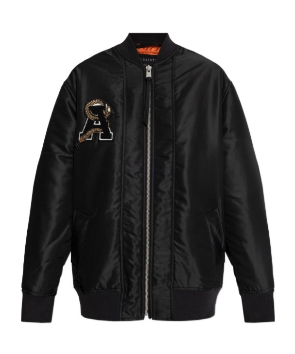 Allsaints Embroidered Bomber Jacket In Black